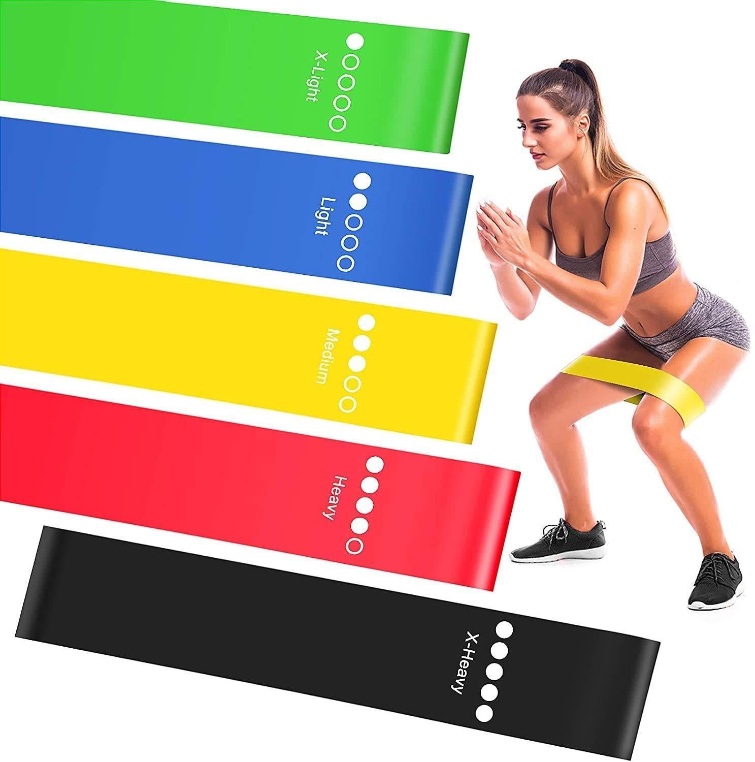Exercise Bands-Resistance Loop Exercise Bands for Squats, Hips, Legs, Butt, Glutes and Heavy Workouts Physical Therapy, Rehab, Stretching, Home Fitness	(Pack of 5)